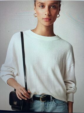 J. crew Cashmere relaxes crewneck sweater, snow (medium)